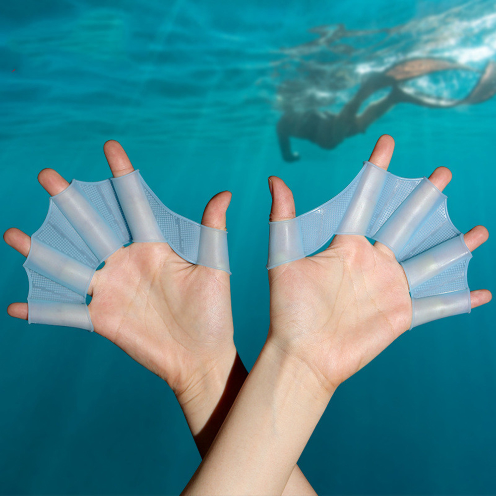 Flippers Swimming - مجموعة زعانف سباحة سيليكون وقفازات أصابع