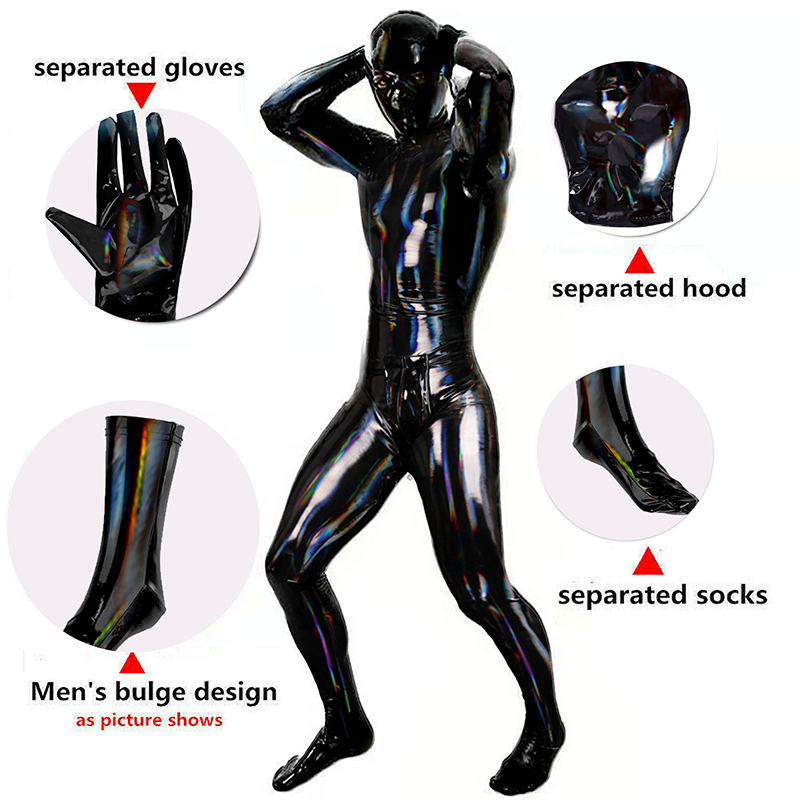 Wetsuit Men - بدلة جلد PVC مثيرة للرجال ،