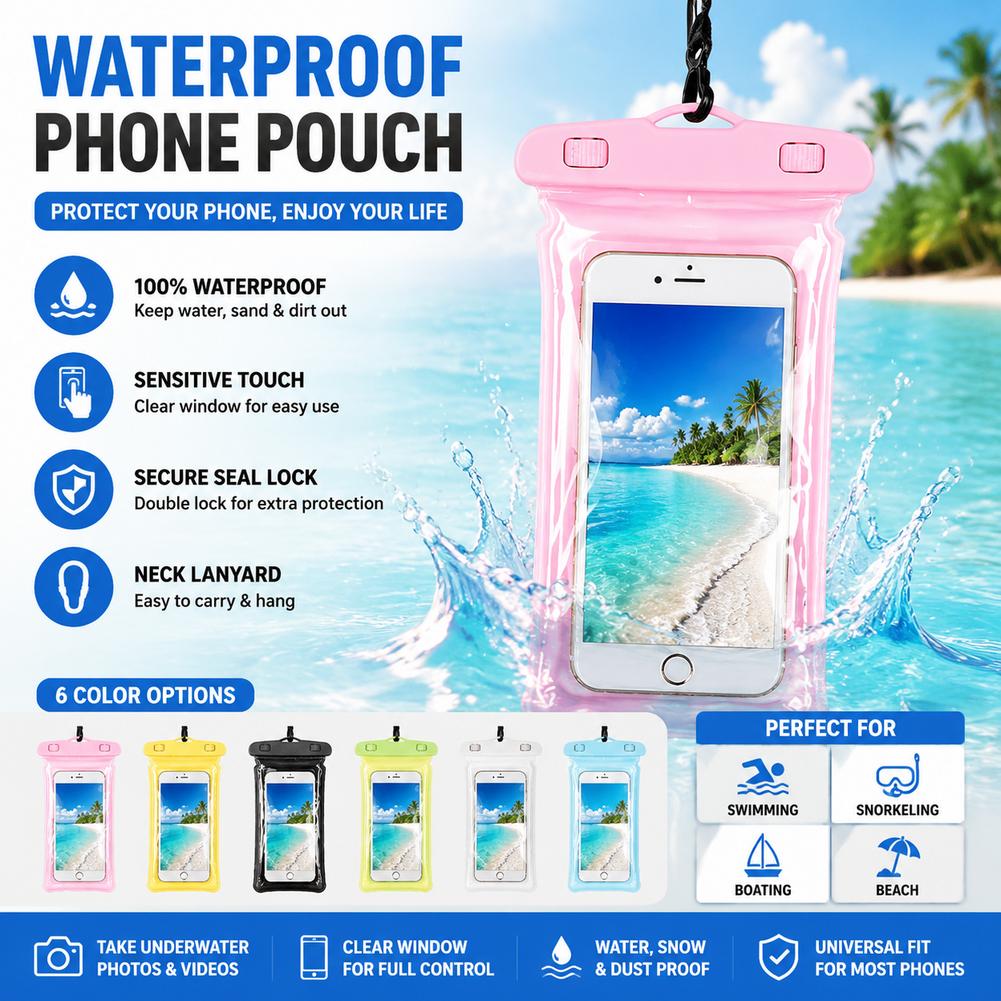 حافظة هاتف مقاومة للماء شفافة، - مراجعة Dry Bag Waterproof وسعره